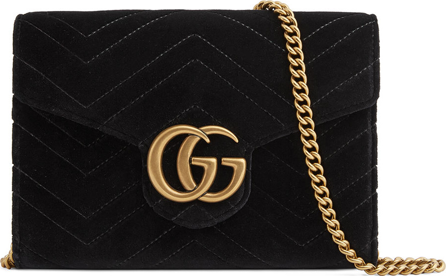 Gucci GG Marmont 2.0 Matelasse Velvet Wallet on a Chain