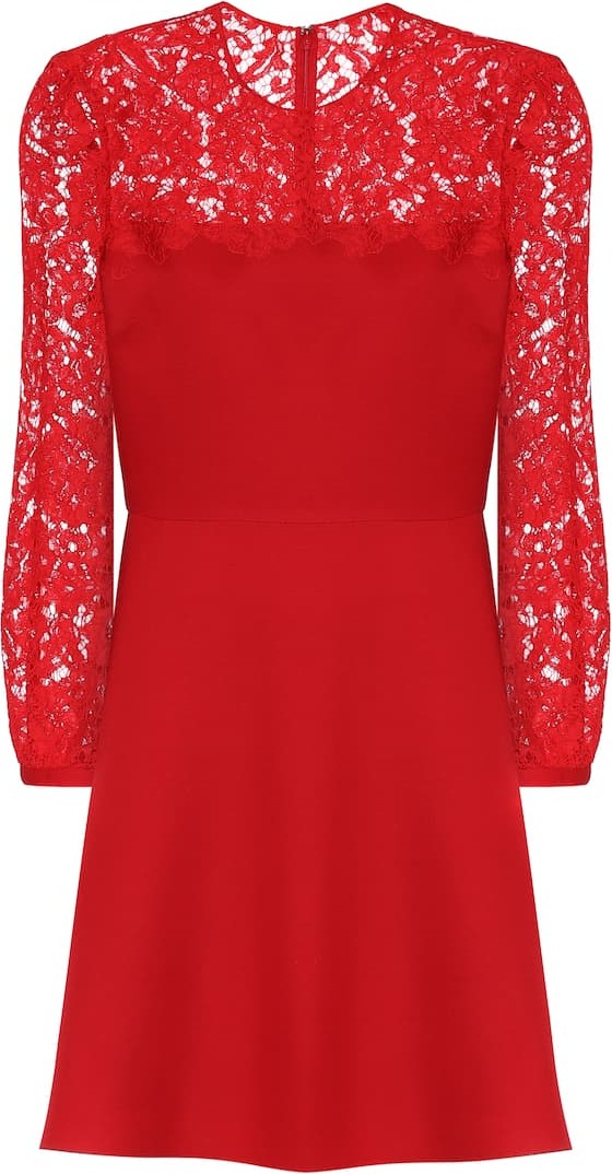 Valentino Lace-trimmed wool and silk minidress