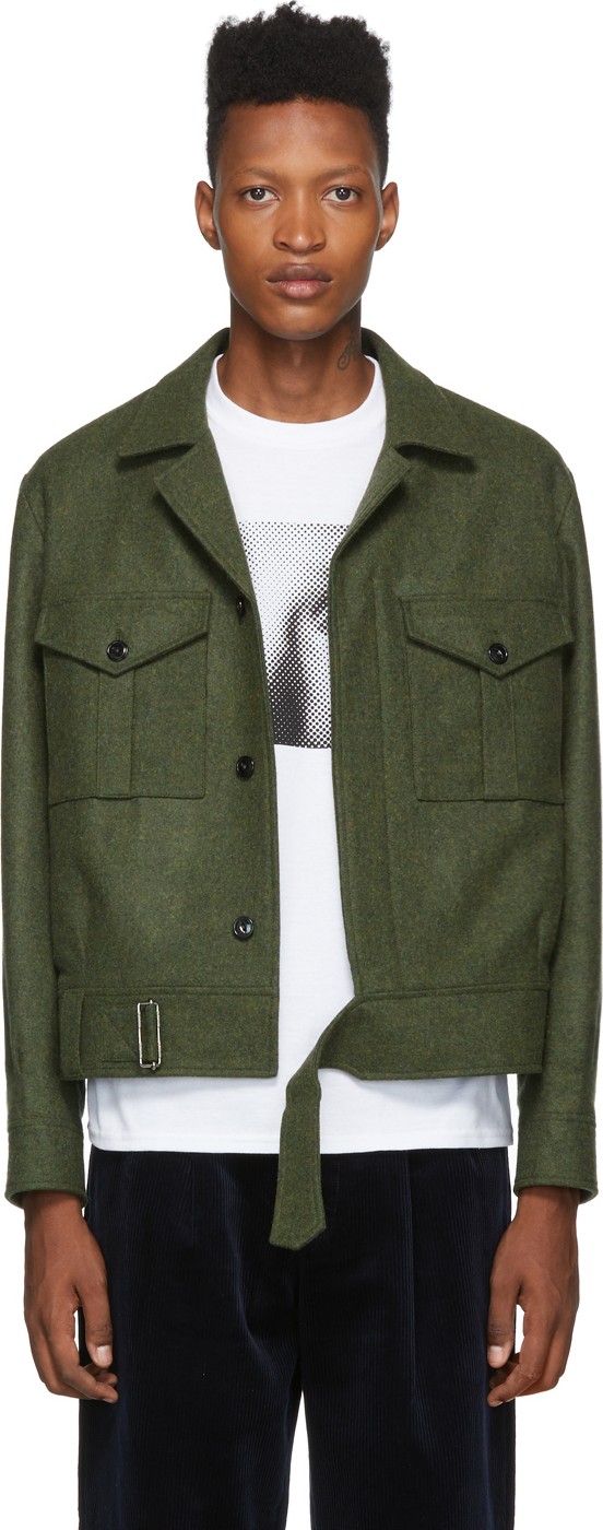 Noah NYC Green Wool Eisenhower Jacket