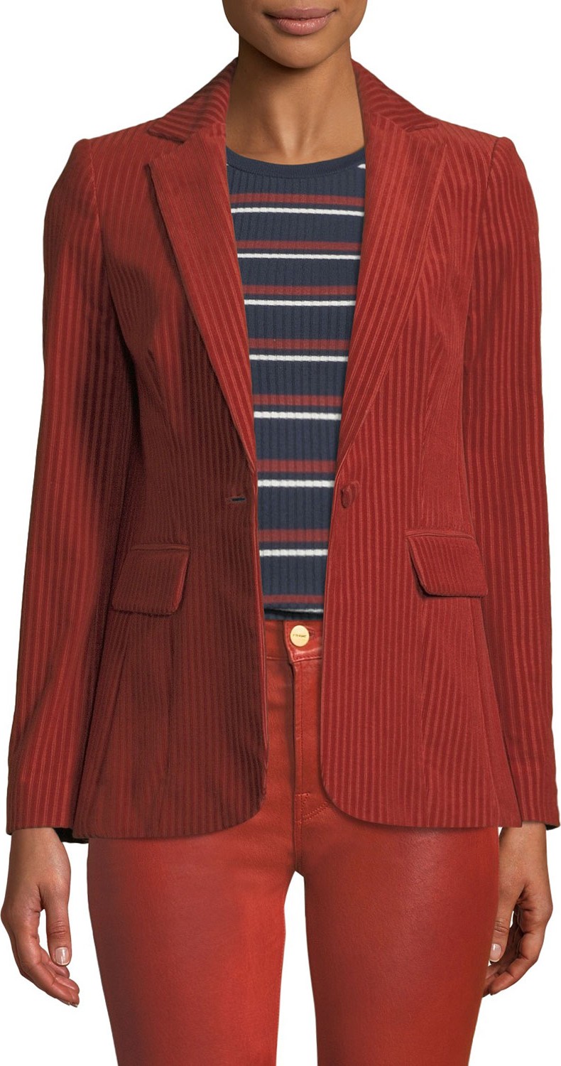 FRAME DENIM Fine Variegated One-Button Blazer Jacket