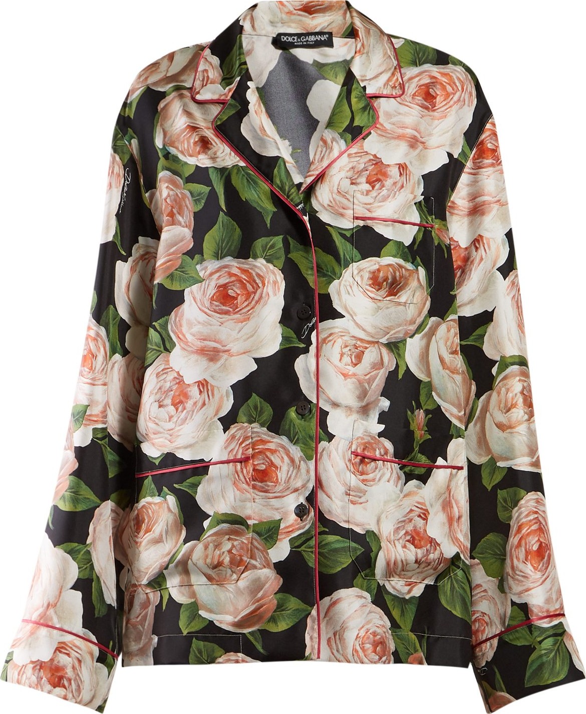 Dolce & Gabbana Rose-print silk pyjama shirt
