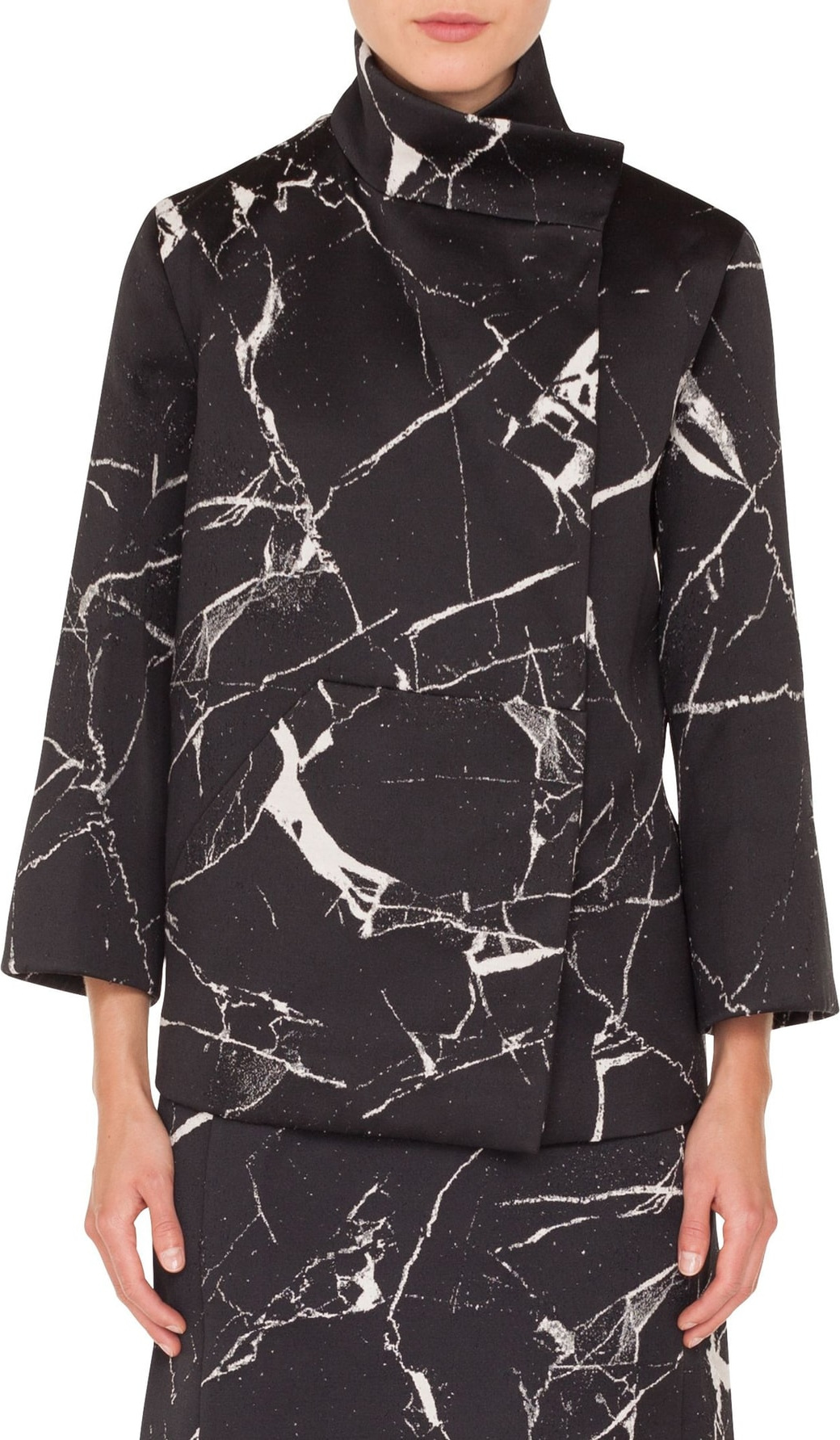 Akris Marble Tile Jacquard Wool Blend Jacket