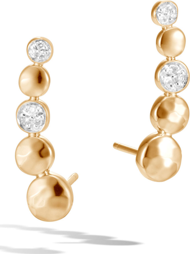 John Hardy 18k Dot Hammered Diamond Earrings, 0.07tcw