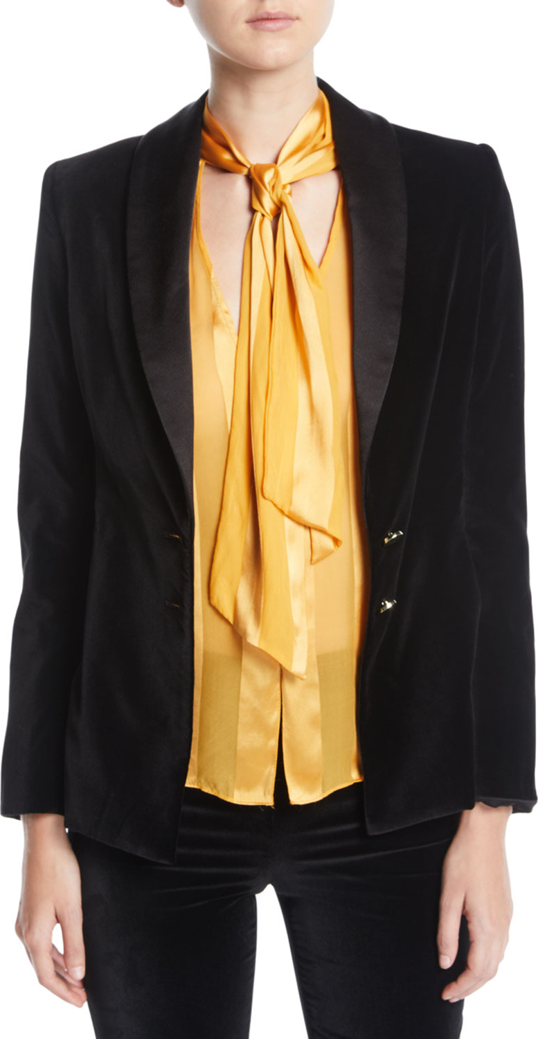 Alice + Olivia Vance Two-Button Velvet Blazer