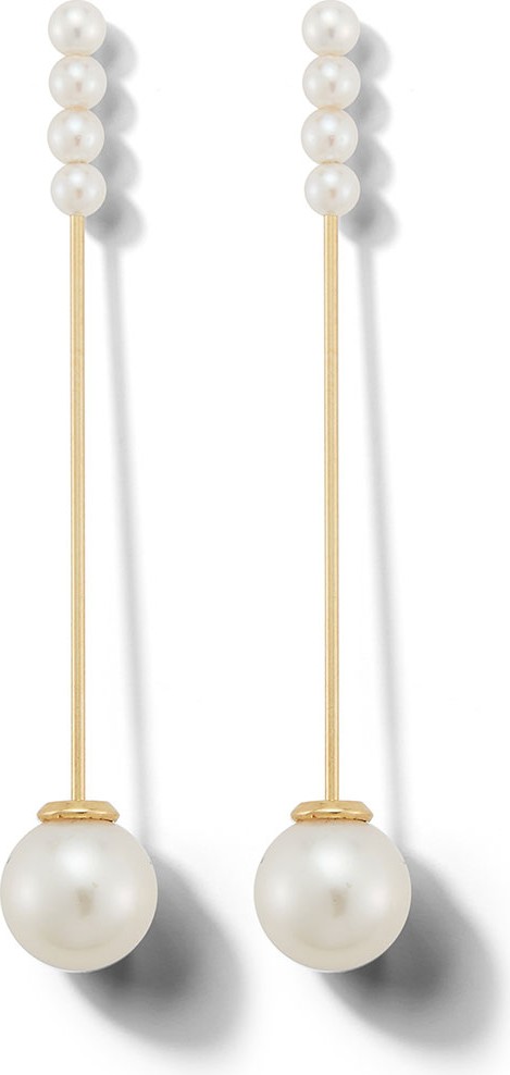 Mizuki 14k Gold Small Pearl Stick Earrings