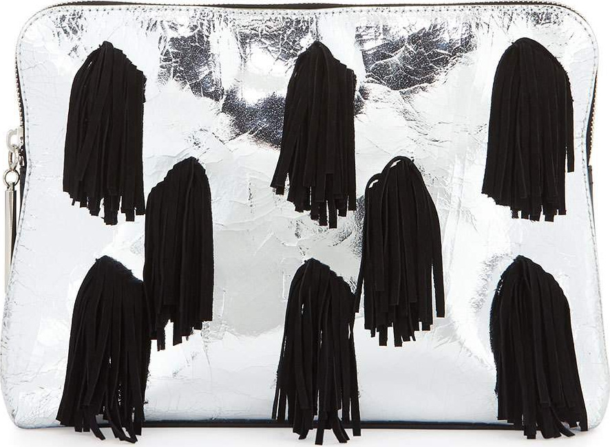 3.1 Phillip Lim 31 Minute Leather Cosmetic Zip Pouch, Silver/Black