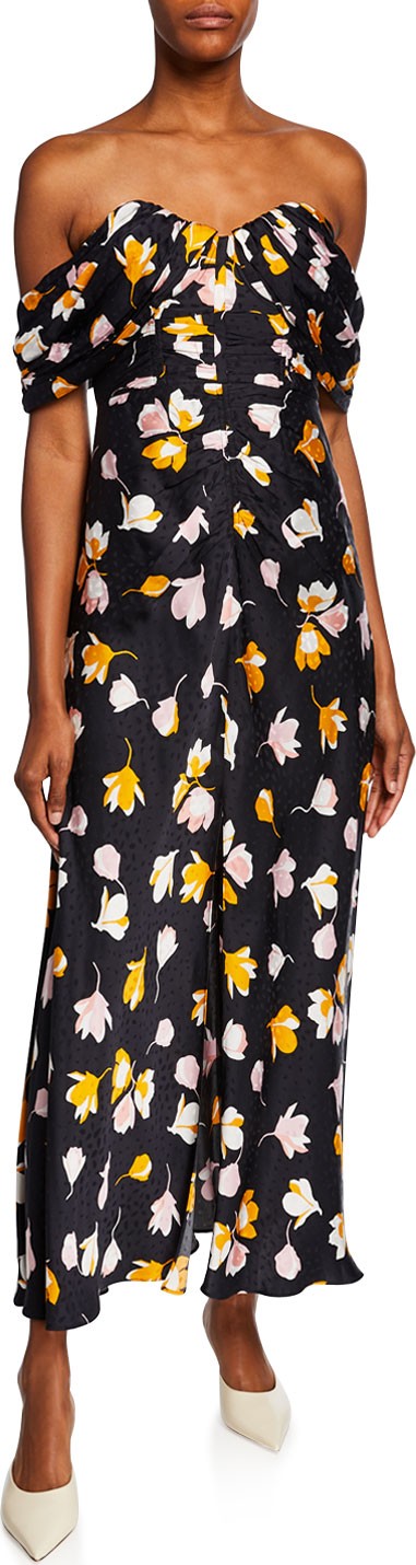 Self Portrait Off-Shoulder Floral-Printed Dress