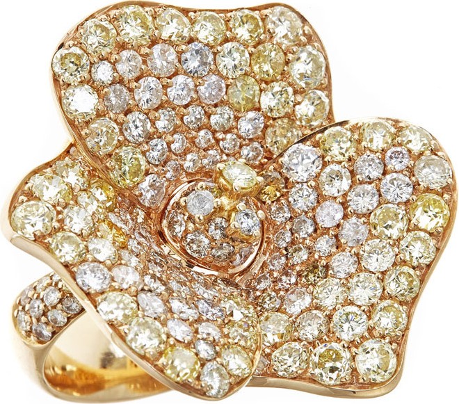 ZYDO Unique 18k Rose Gold Diamond Flower Ring