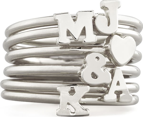 Sarah Chloe Silver Stackable Initial Ring