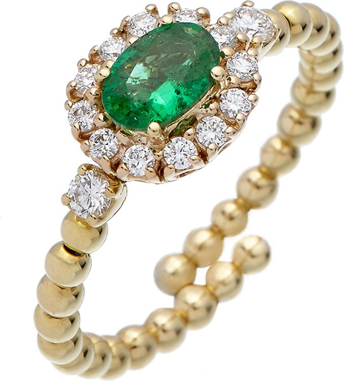 Istanboulli Gioielli Milano Taormina 18k Diamond & Emerald Ring, Size 5.5