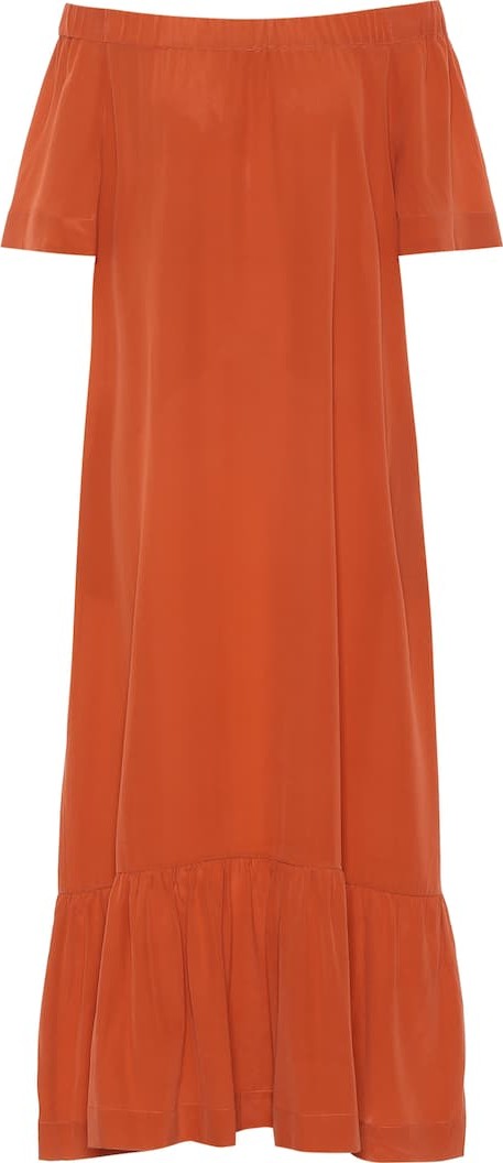 Asceno Off-the-shoulder silk crêpe dress