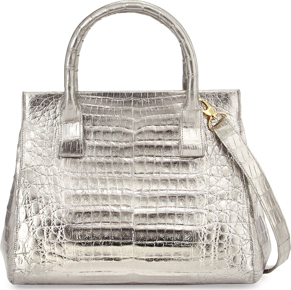 Nancy Gonzalez Crocodile Small Soft Lady Bag, Anthracite`