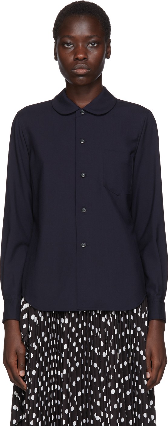 Comme Des Garçons Girl Navy Round Collar Shirt
