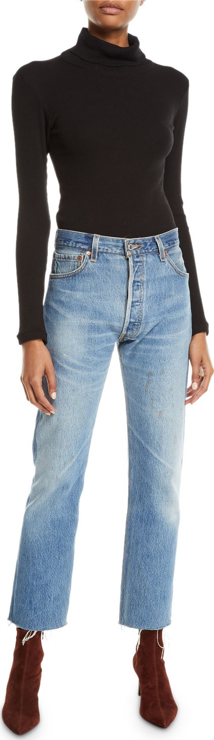 RE/DONE Ribbed Long-Sleeve Turtleneck Bodysuit