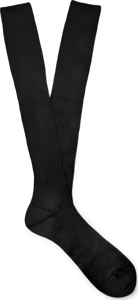Ermenegildo Zegna Ribbed Cotton Over-the-Calf Socks