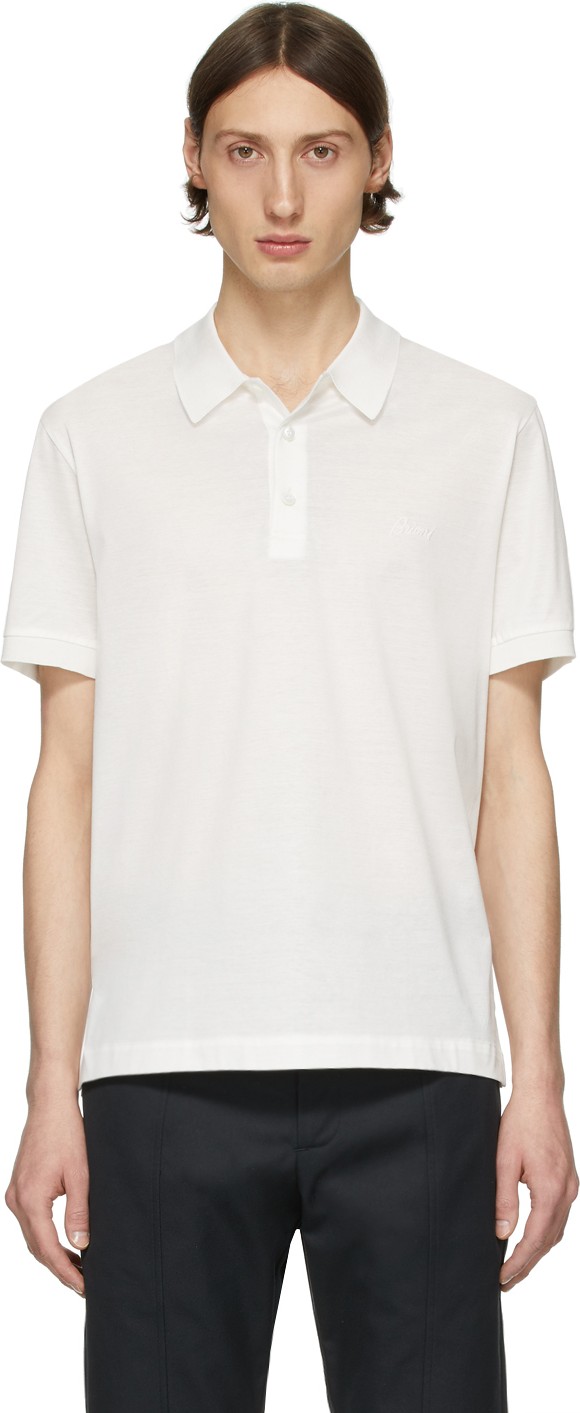Brioni White Logo Polo