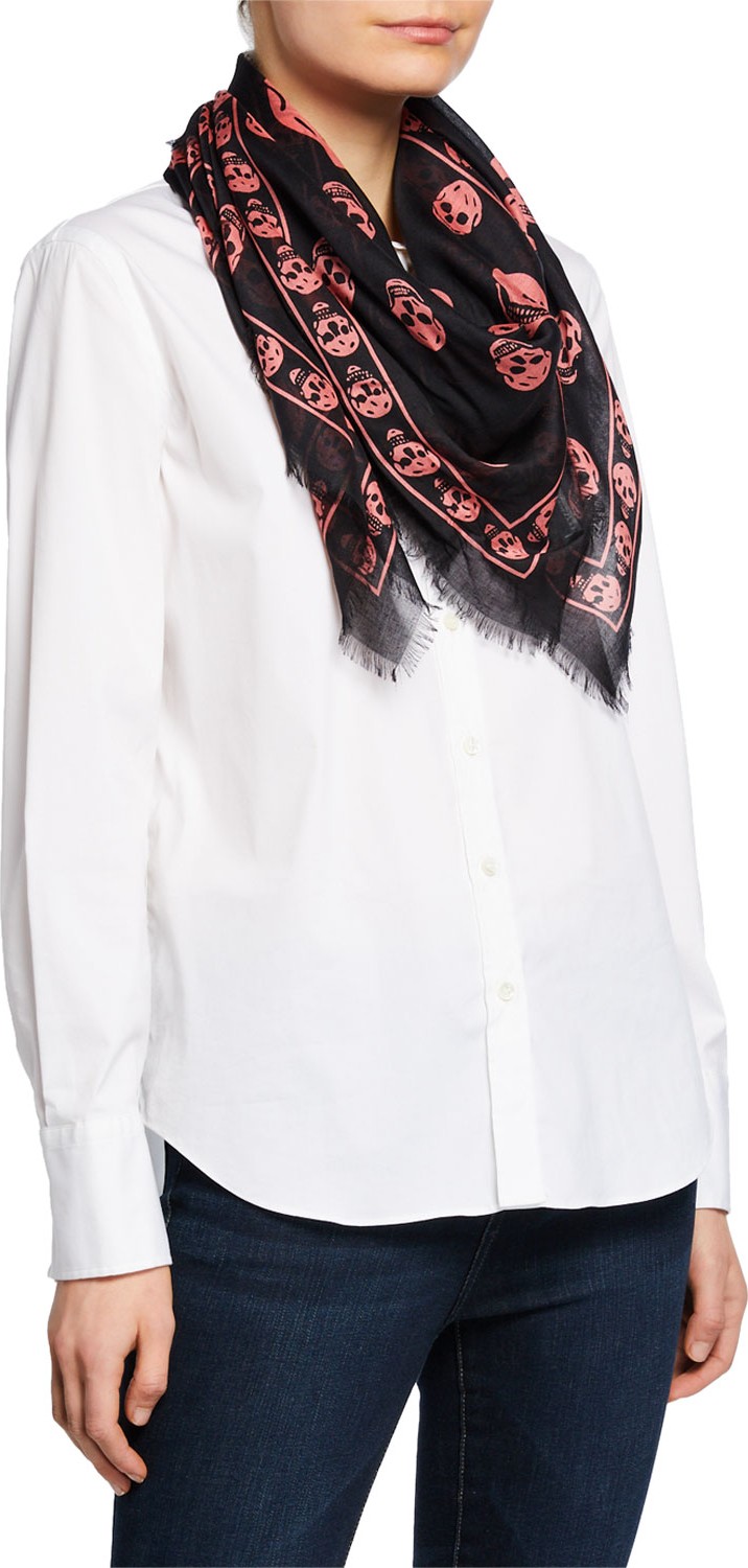 Alexander McQueen Skull Eyelash-Fringe Scarf
