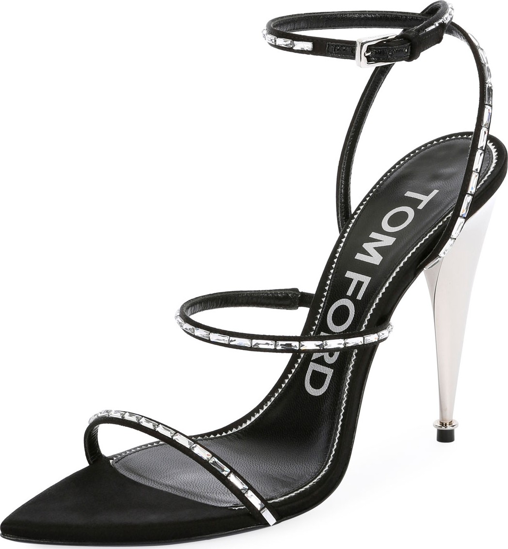 TOM FORD Crystal Baguette Satin Sandals