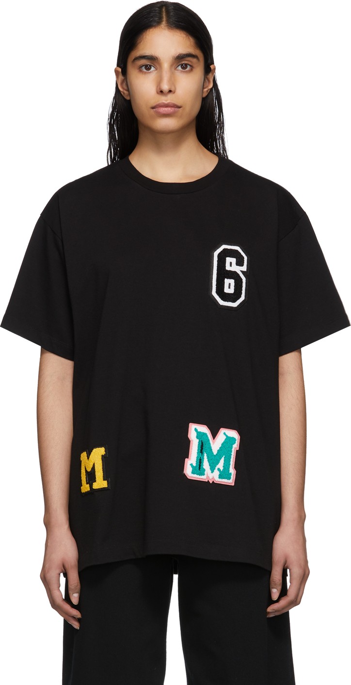 MM6 Maison Margiela Black Logo Patchwork T-Shirt