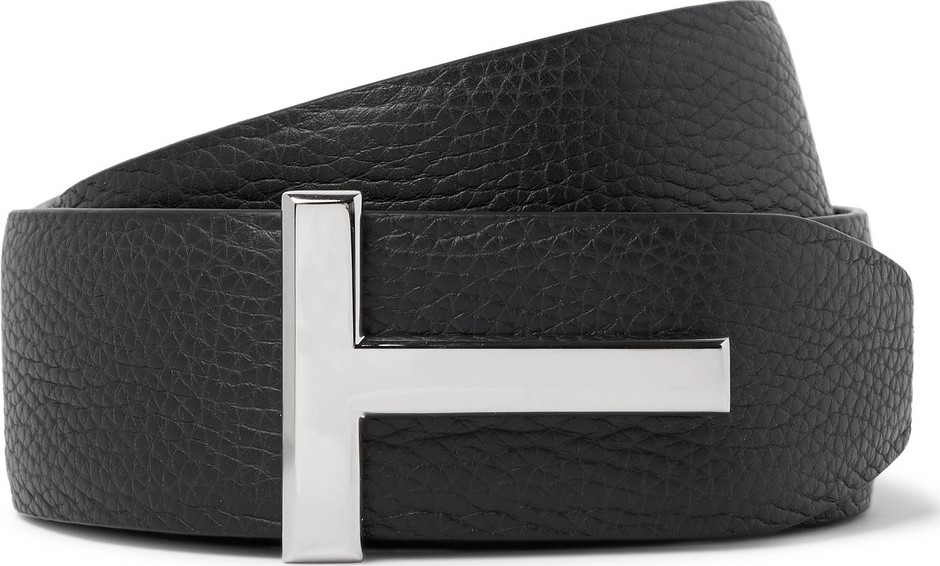 TOM FORD 4cm Black and Midnight-Blue Reversible Full-Grain Leather Belt
