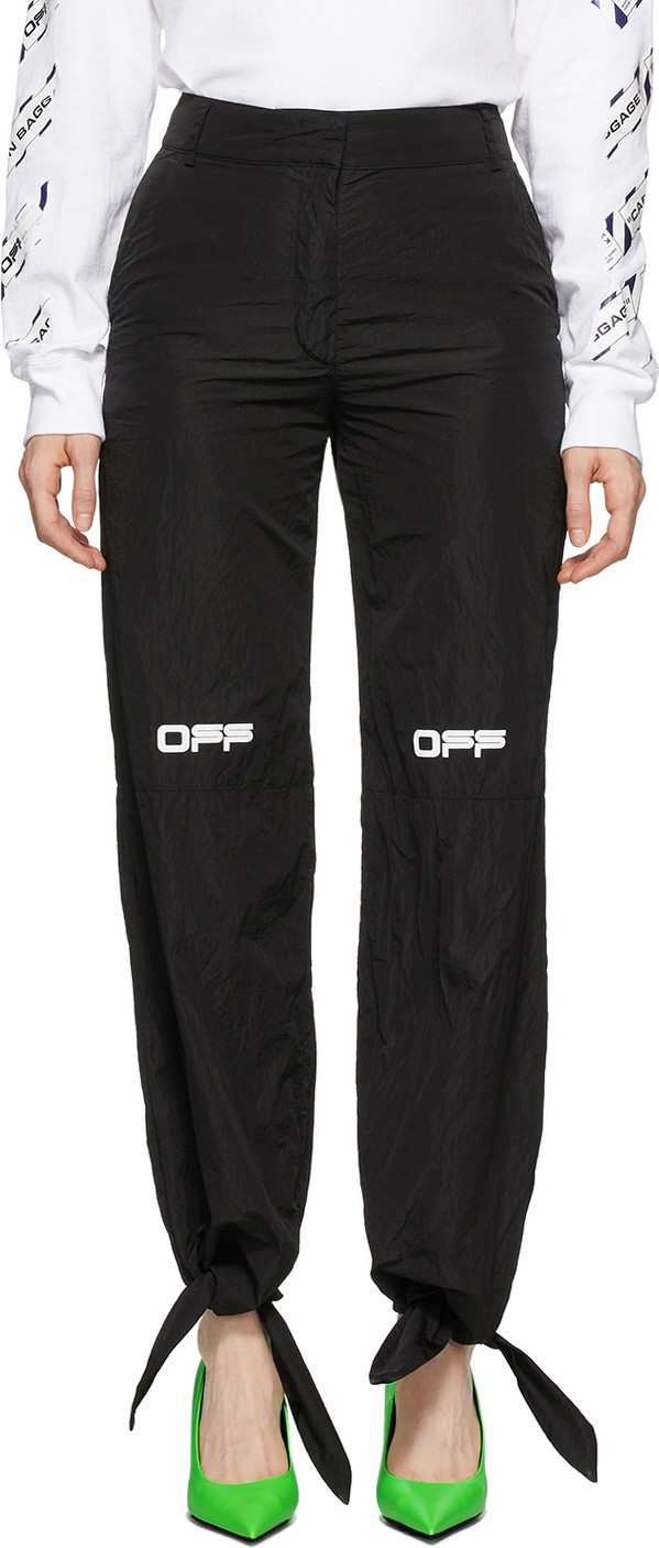 Off White Black Nylon Bow Lounge Pants