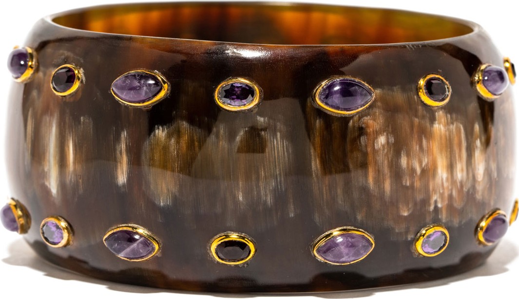 Ashley Pittman Mixed-Horn & Amethyst Bangle Bracelet
