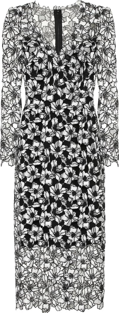 Monique Lhuillier Floral lace midi sheath dress