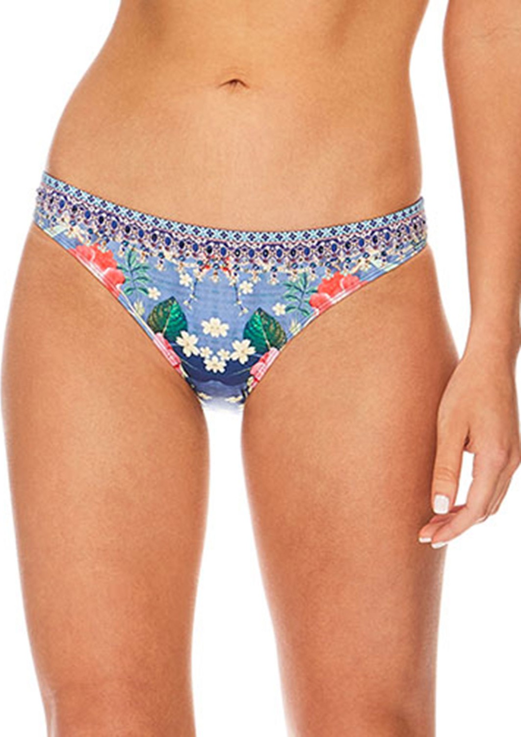 Camilla Embellished Floral-Print Hipster Swim Bottoms