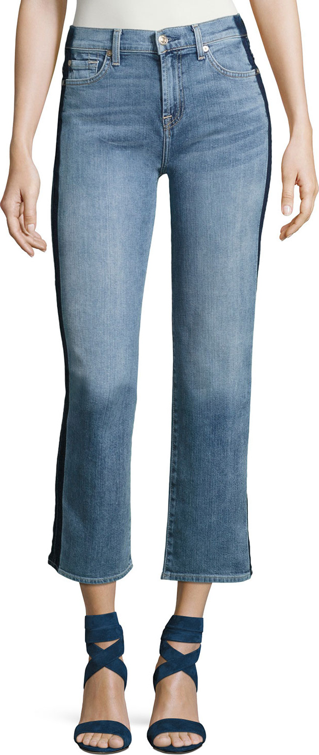 7 For All Mankind Kiki W/ Shadow Side Seam Wide-Leg Jeans, Indigo