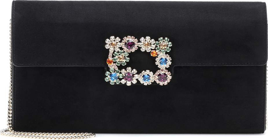 Roger Vivier Envelope embellished suede clutch