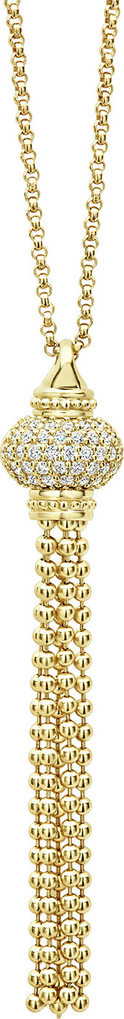 LAGOS 18k Caviar Gold Tassel Necklace w/ Diamonds
