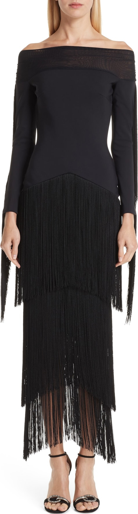 La Petite Robe di Chiara Boni Hadel Fringe Trim Gown
