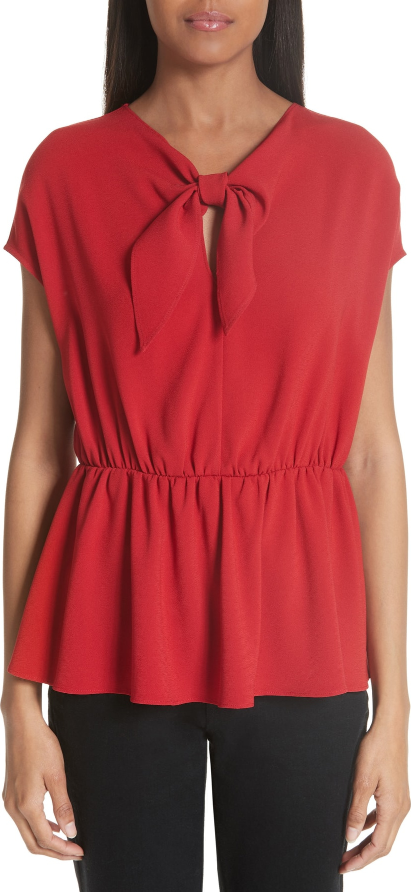 Co Tie Neck Crepe Blouse