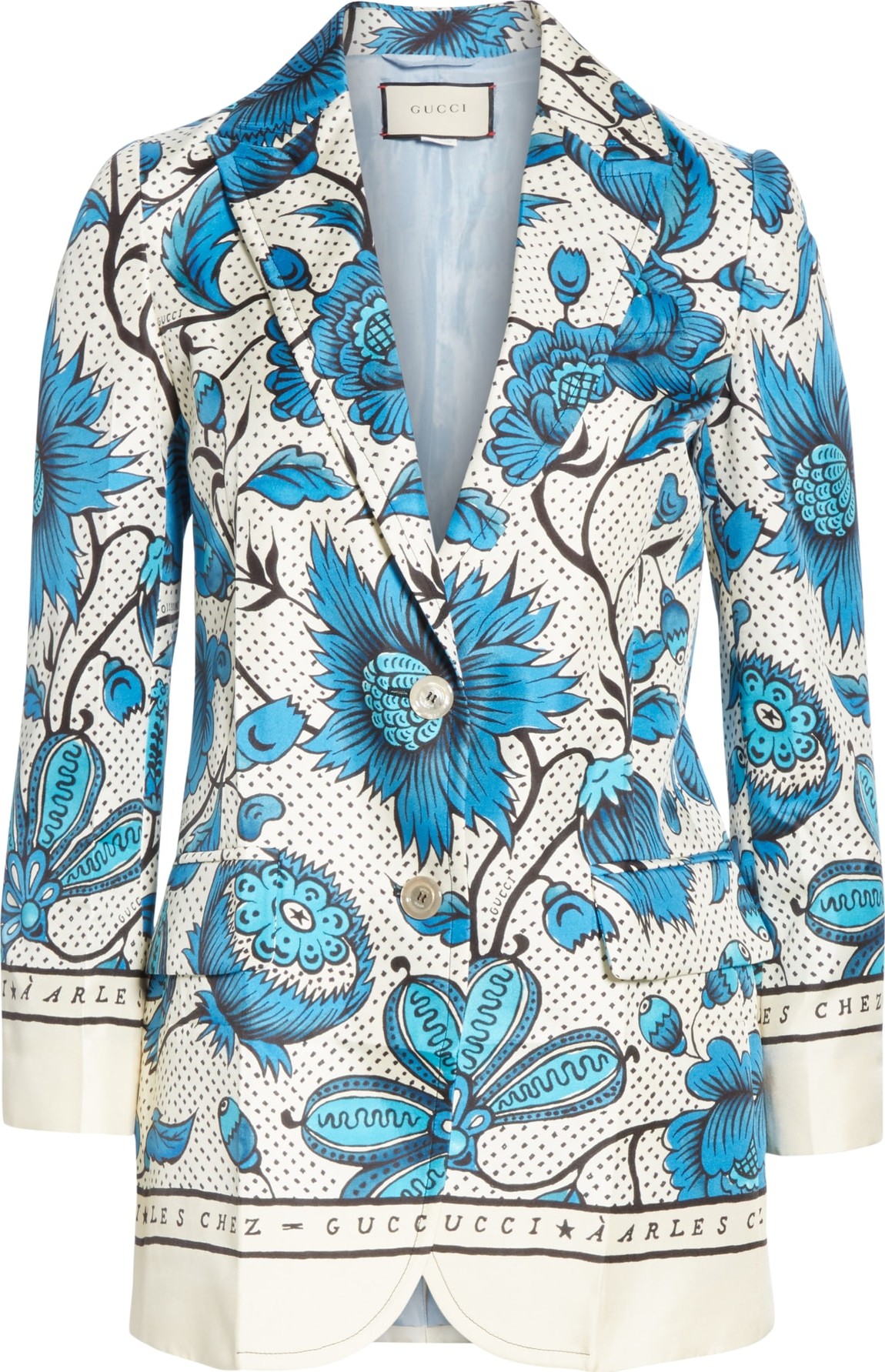 Gucci Watercolor Floral Print Silk Jacket