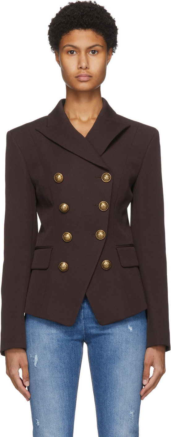 Balmain - Brown Grain De Poudre 8-Button Jacket