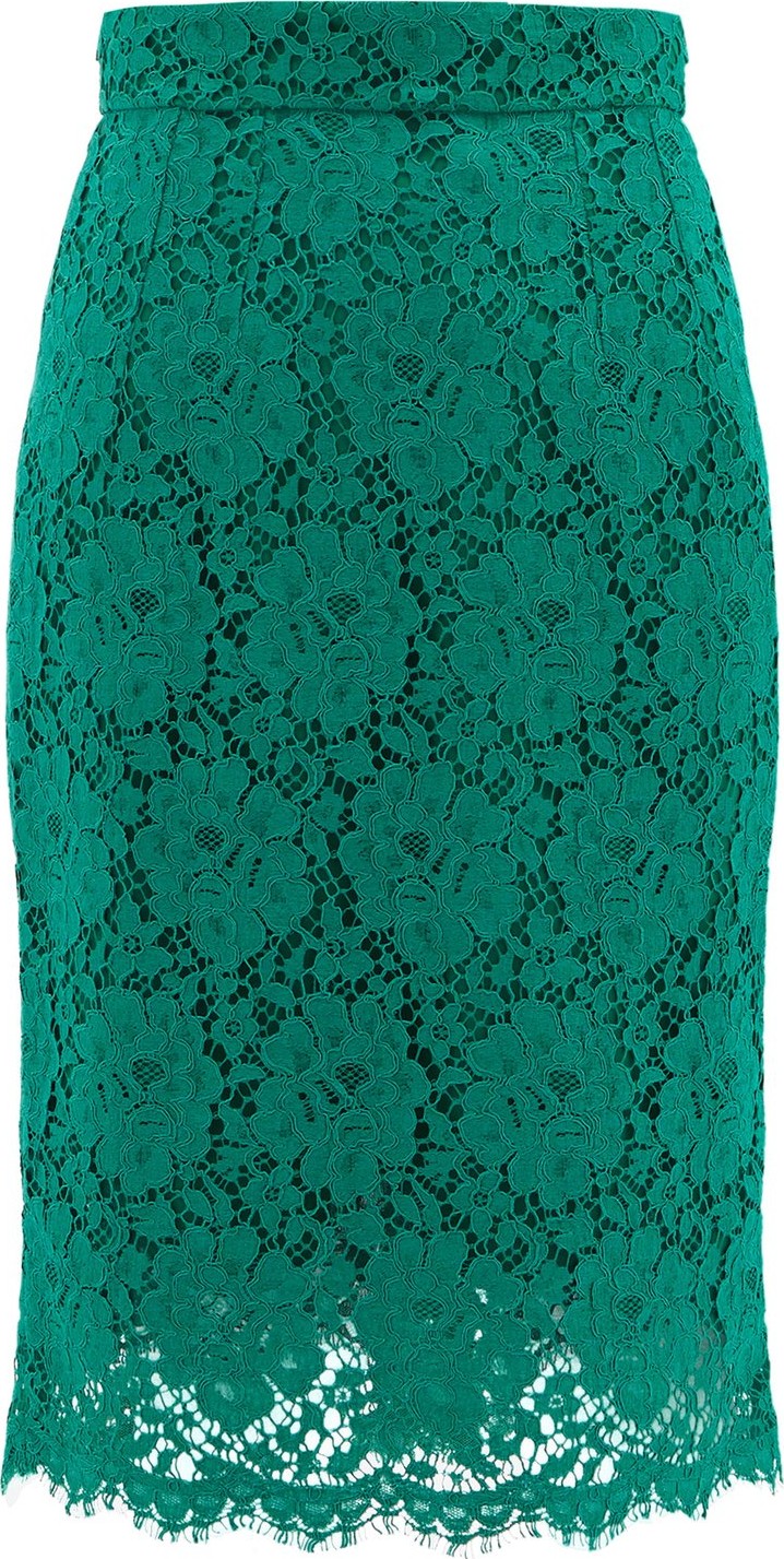 Dolce & Gabbana Floral cotton-blend guipure-lace skirt