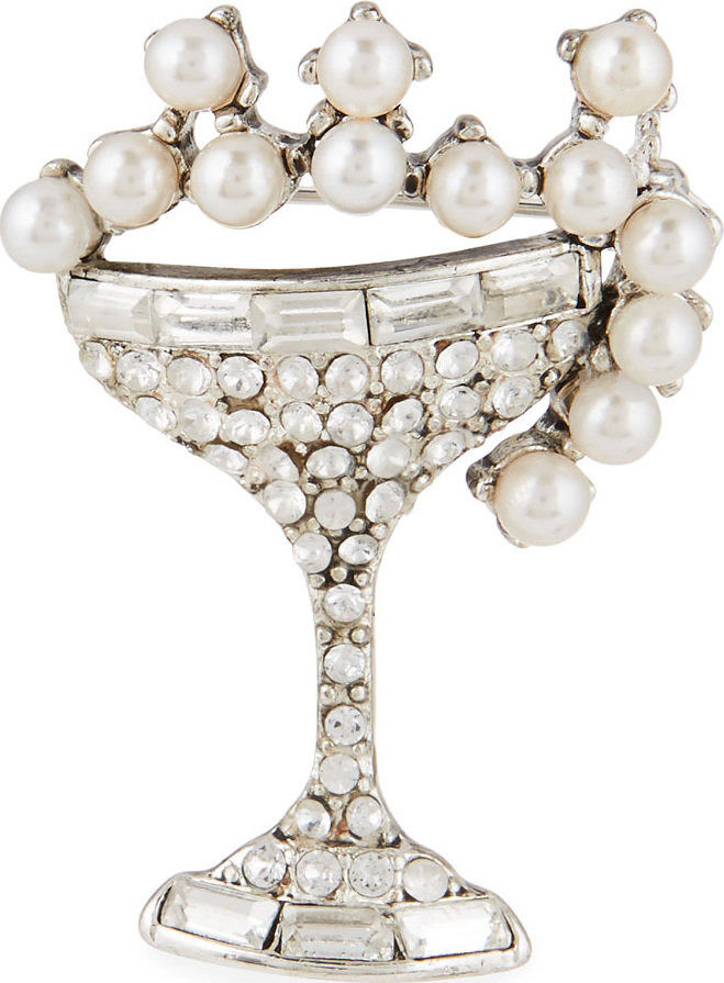 Lulu Frost Martini Glass-Pearl Brooch