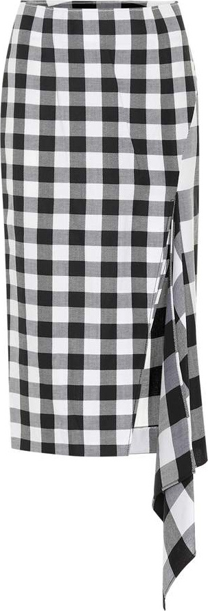 Monse Checked wool and cotton skirt