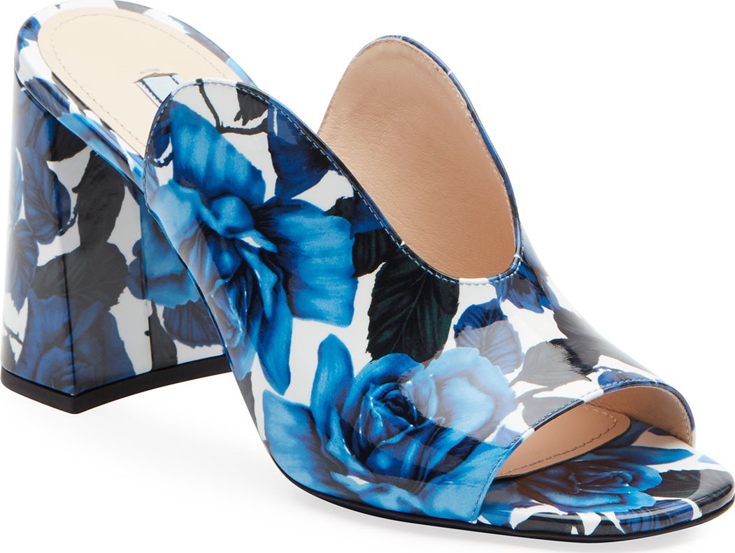 Prada Floral Calf Slide Mules