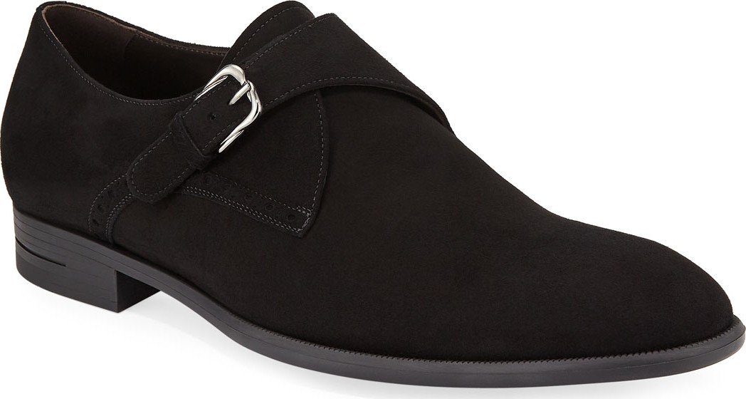 Ermenegildo Zegna Men's New Flex Suede Monk-Strap Shoes
