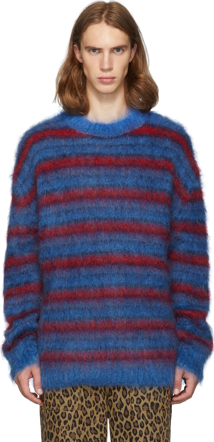 Marni Blue & Red Mohair Sweater