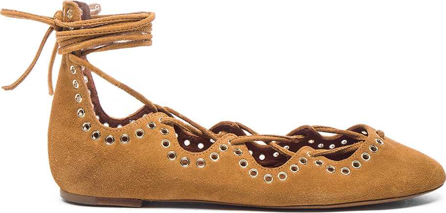 Isabel Marant Leo Eyelet Velvet Flats