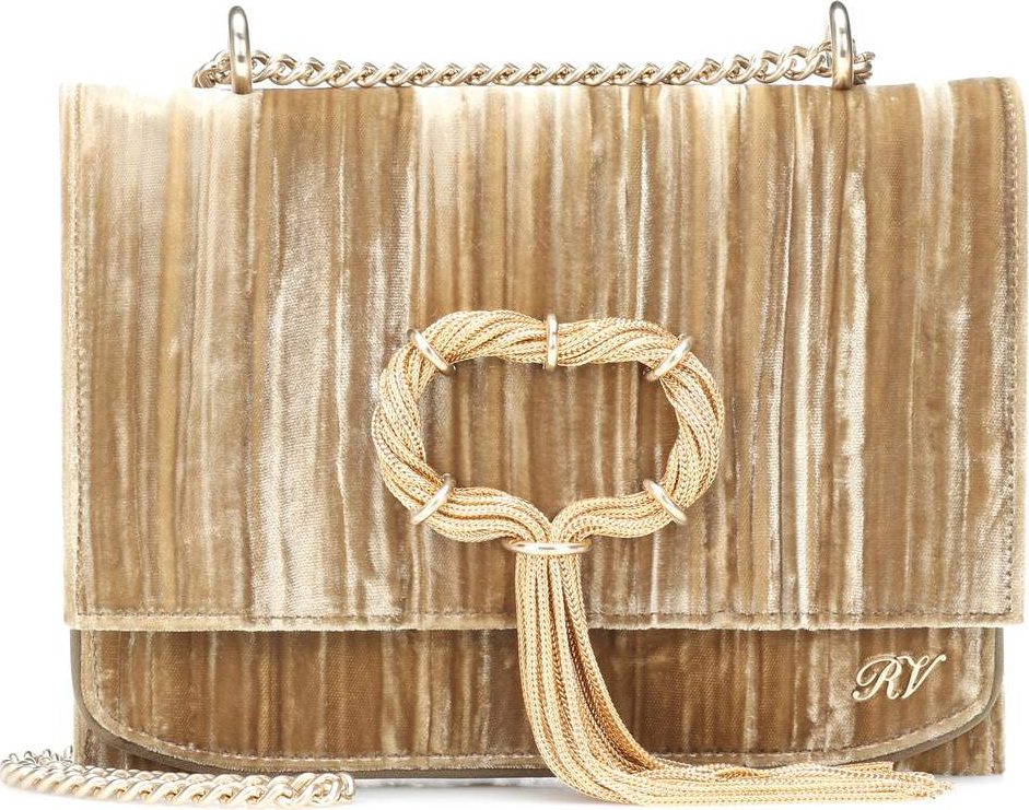 Roger Vivier Club Chain velvet clutch