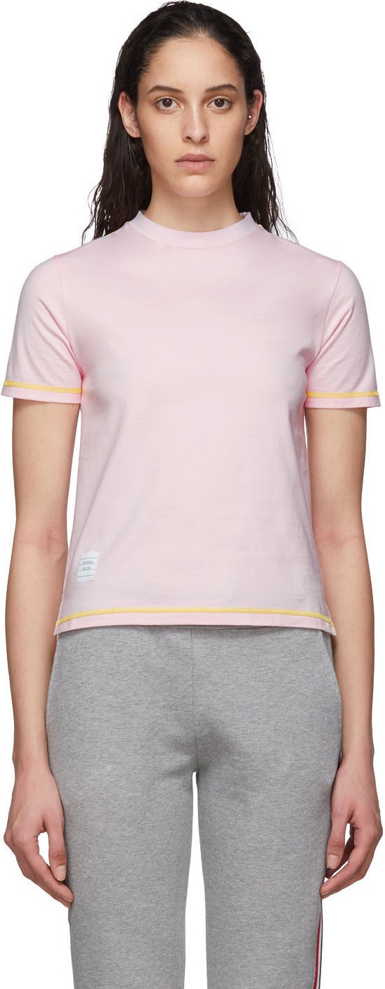 Thom Browne Pink Contrast Stitch T-Shirt