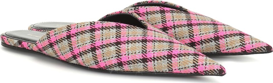 Balenciaga Knife checked wool slippers