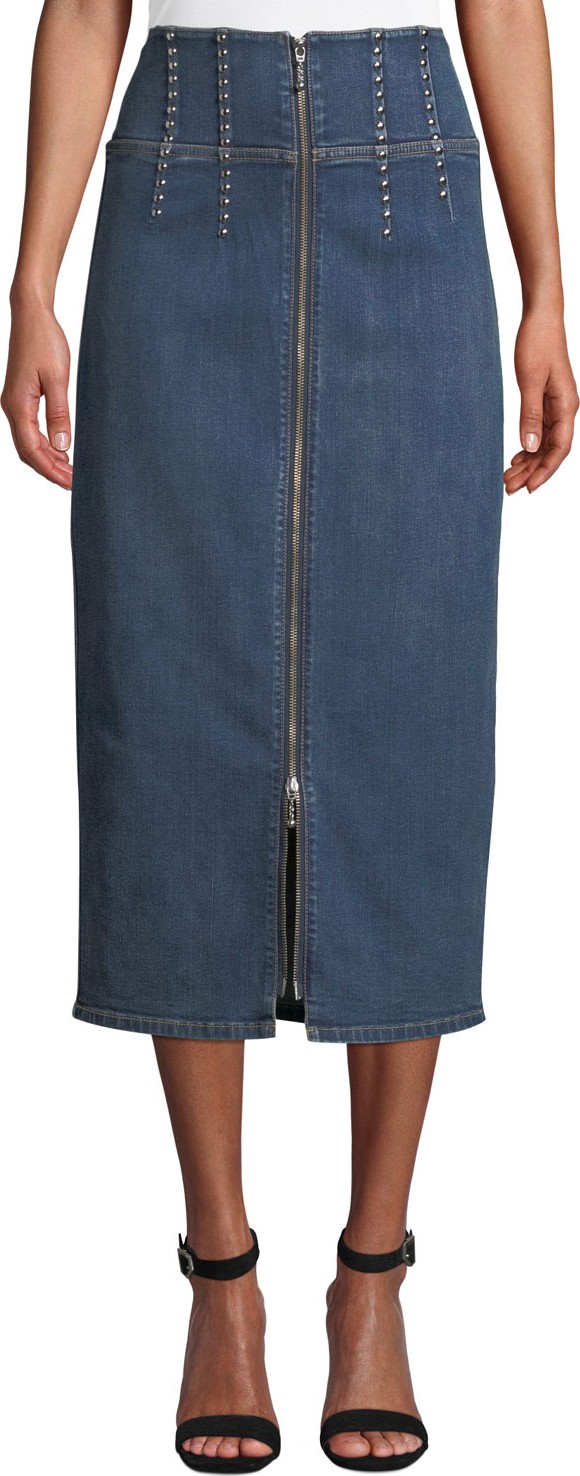Current/Elliott The Trilby Studded Denim Pencil Skirt