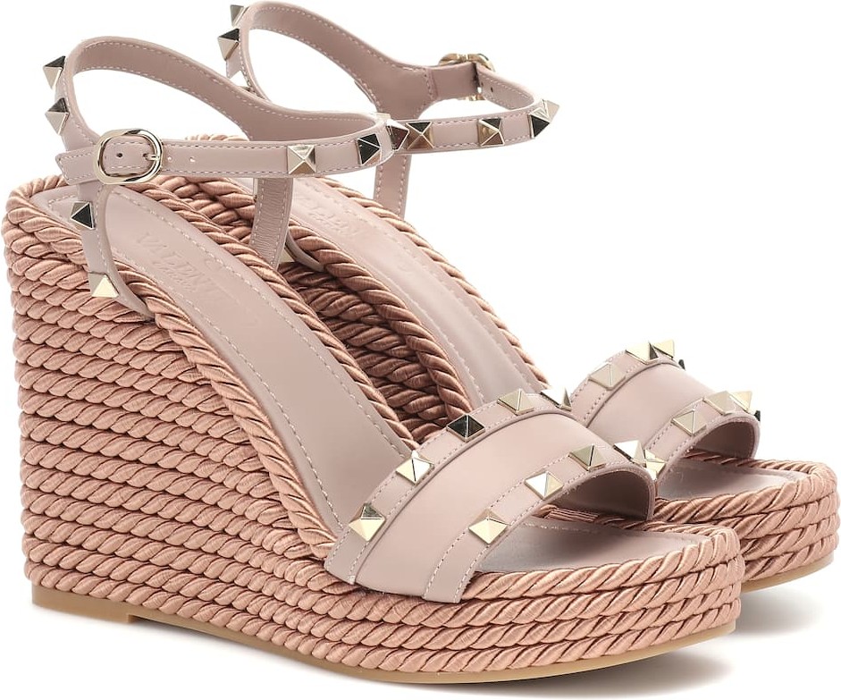 Valentino Valentino Garavani Torchon leather wedge sandals