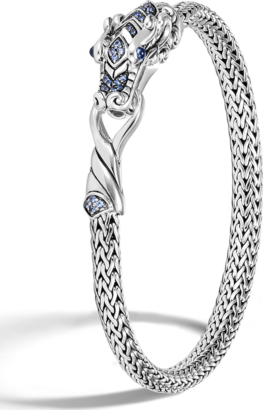 John Hardy Legends Naga 5mm Silver Bracelet w/ Blue Sapphires