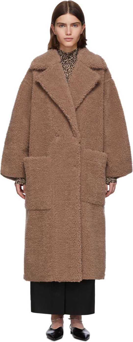 Nanushka Pink Faux-Fur Imogen Maxi Coat