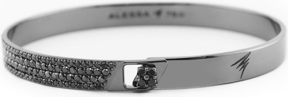 Alessa Jewelry Spectrum 18k Black Gold Bangle w/ Diamonds, Size 18